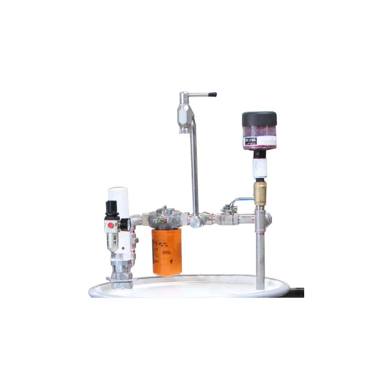 Pump / Filterpak and dispensing bar assembly for 55 gal steel drum Pump / Filterpak and dispensing bar assembly for 55 gal steel drum