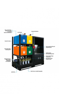Lubrication Work Center - 4 x 65 Gallon with Mobile Suction Hose Drain Cart - Spill Pan - Overfill a