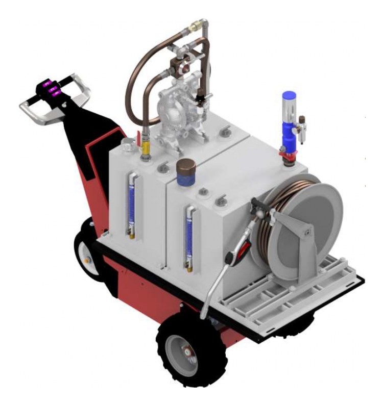 Lubrigard Lube Crawler powered lube service cart with two 30 gallon steel tanks